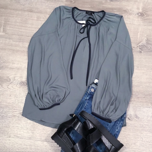 CURRENT AIR Anthro Sage Balloon Long Sleeves Top - Picture 7 of 7